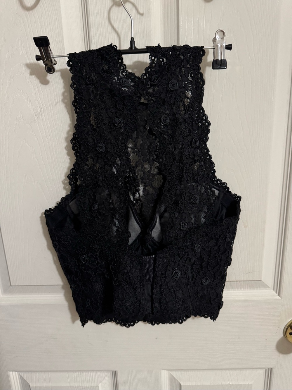 Only Hearts Black Lace High-neck Crop Top